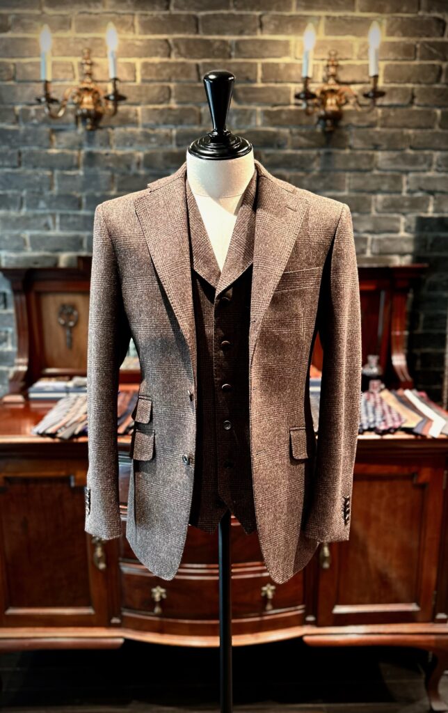 お客様仕上がり品/ブラウンフランネル グレンチェックスリーピース