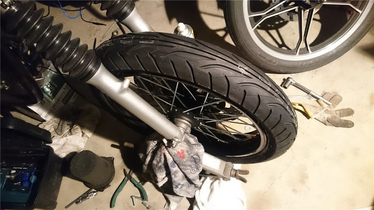 GN125 カスタム】前後スポーク17インチ化するよ！フロント編