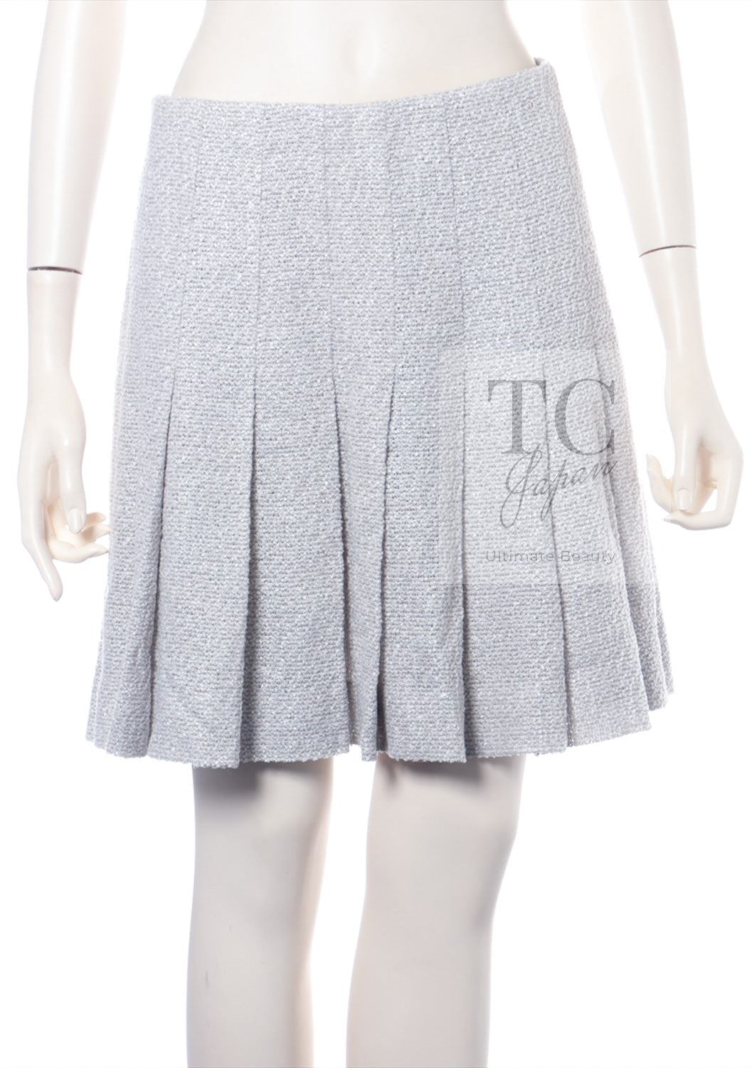 シャネル セットアップ スーツ CHANEL ライトグレー リボン ツイード