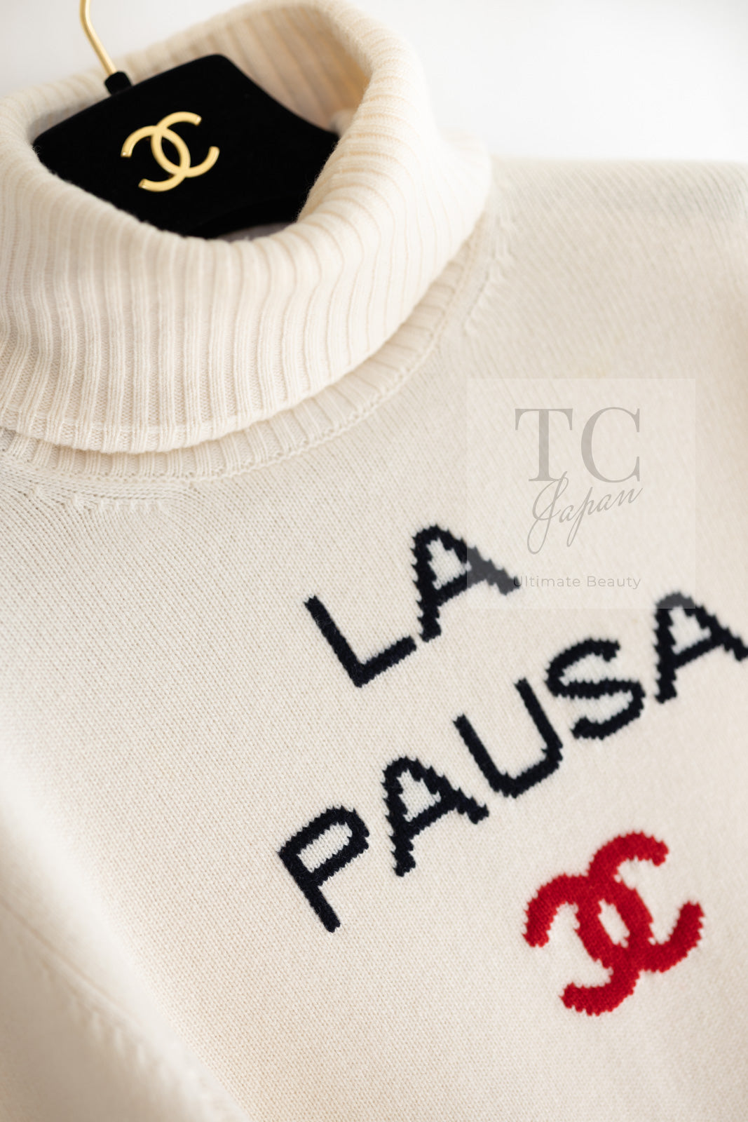 シャネル セーター CHANEL アイボリー ホワイト ラ パウザ CC ロゴ