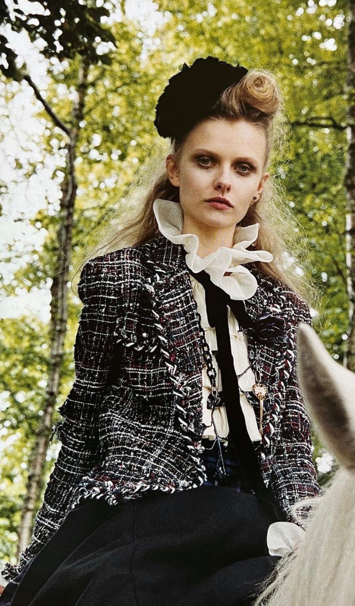 シャネル ジャケット スーツ CHANEL レッド ネイビー コットン シルク