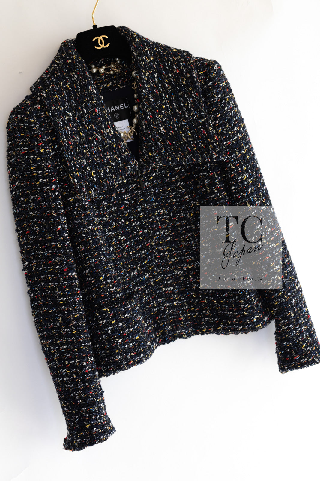 シャネル ブラック マルチカラー コットン ジッパー ファンタジー