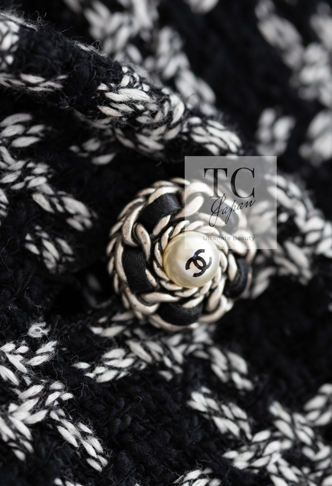 シャネル ジャケット CHANEL ブラック ホワイト コットン シルク CC