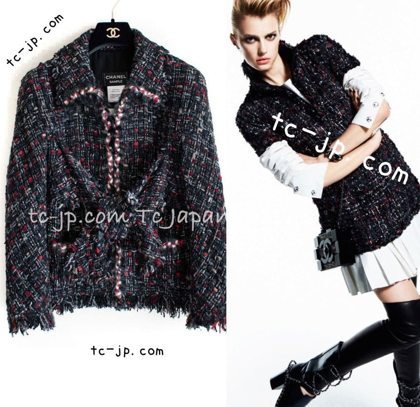 シャネル ジャケット CHANEL ブラック マルチカラー ルサージュ