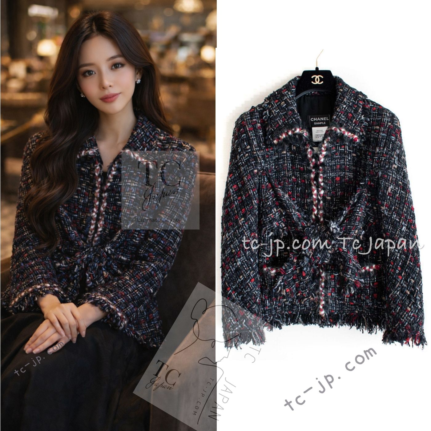シャネル ジャケット CHANEL ブラック マルチカラー ルサージュ