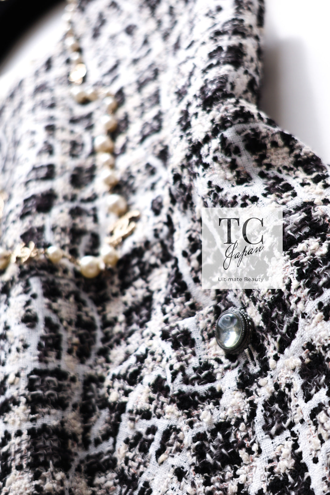 シャネル ワンピース CHANEL ホワイト ブラック グレー カメリア