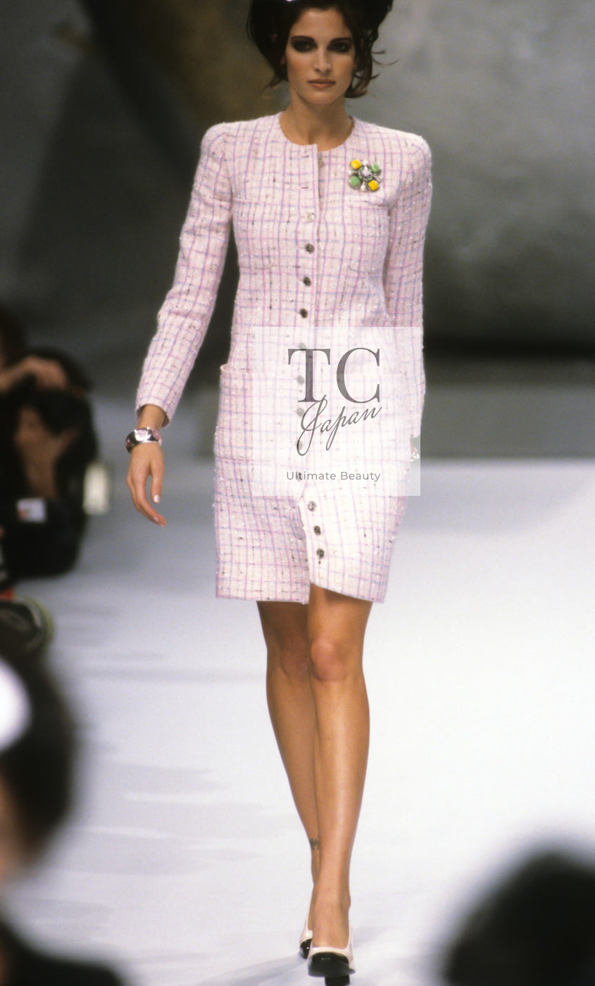 シャネル コート CHANEL ピンク イエロー マルチカラー コットン