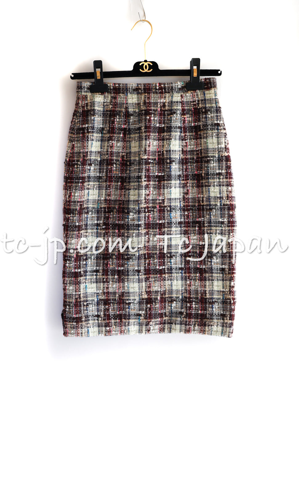 シャネル スカート CHANEL ベージュ マルーン レッド マルチカラー