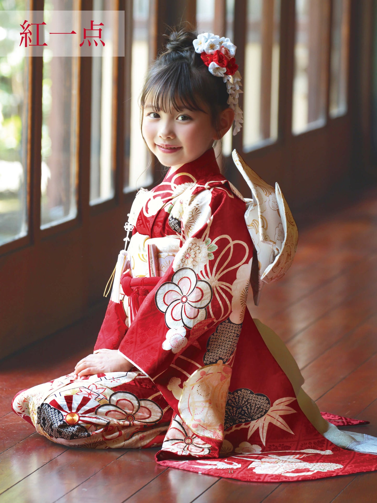 S0715 源氏車に鶴（赤） | 七五三着物レンタル | tententen