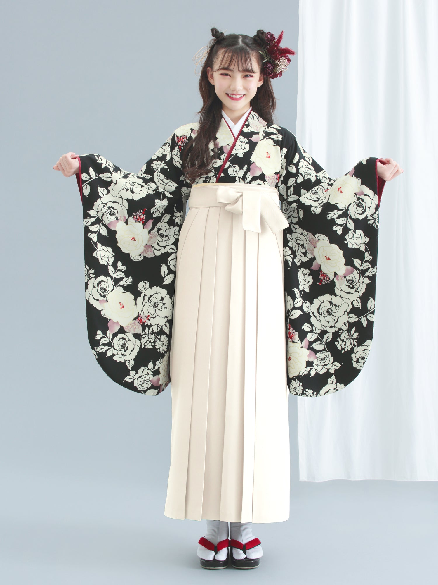 C0019 バラ / 黒 | 卒業式小学生袴レンタル | tententen – tententen