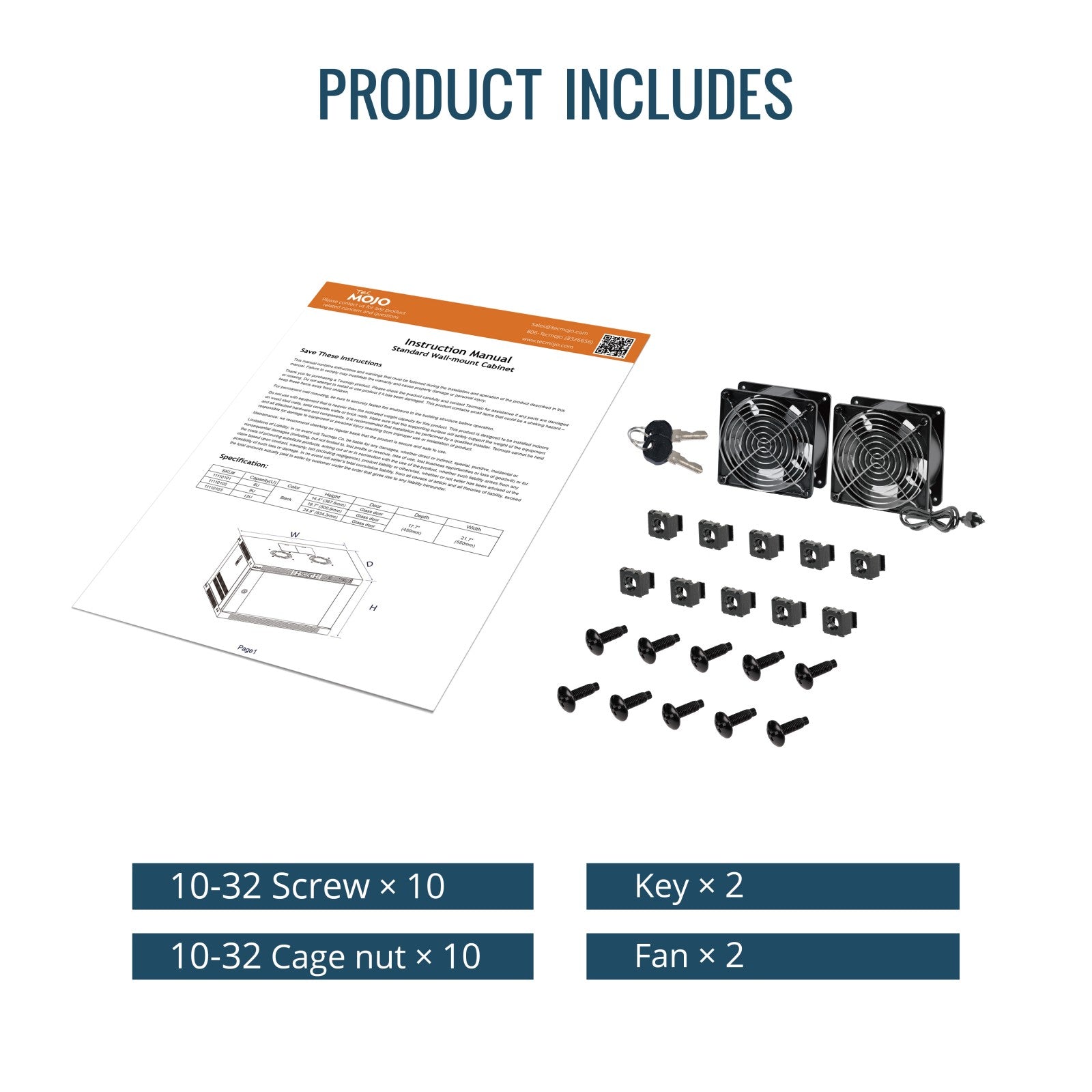 6U Wall Mount Rack Cabinet With Thermostat,Lockable Door | Tecmojo