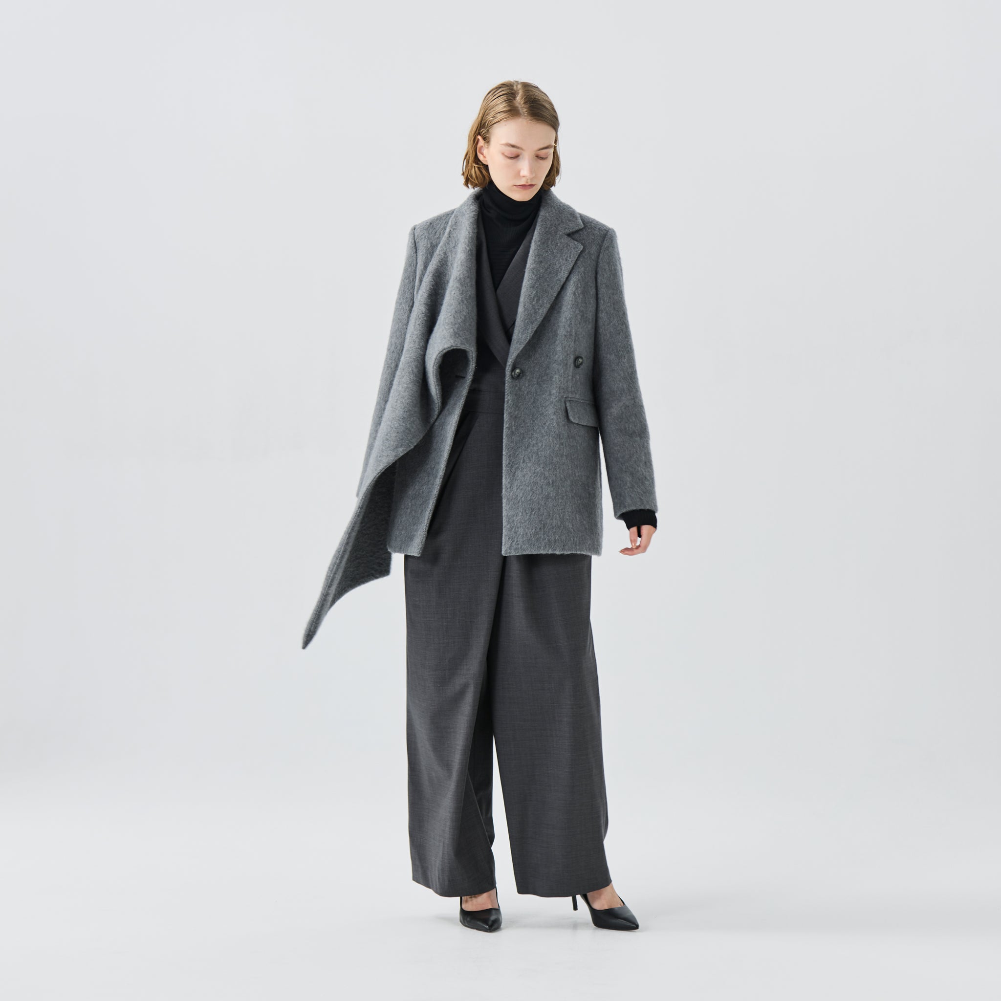 ウールミックスシャギーコート