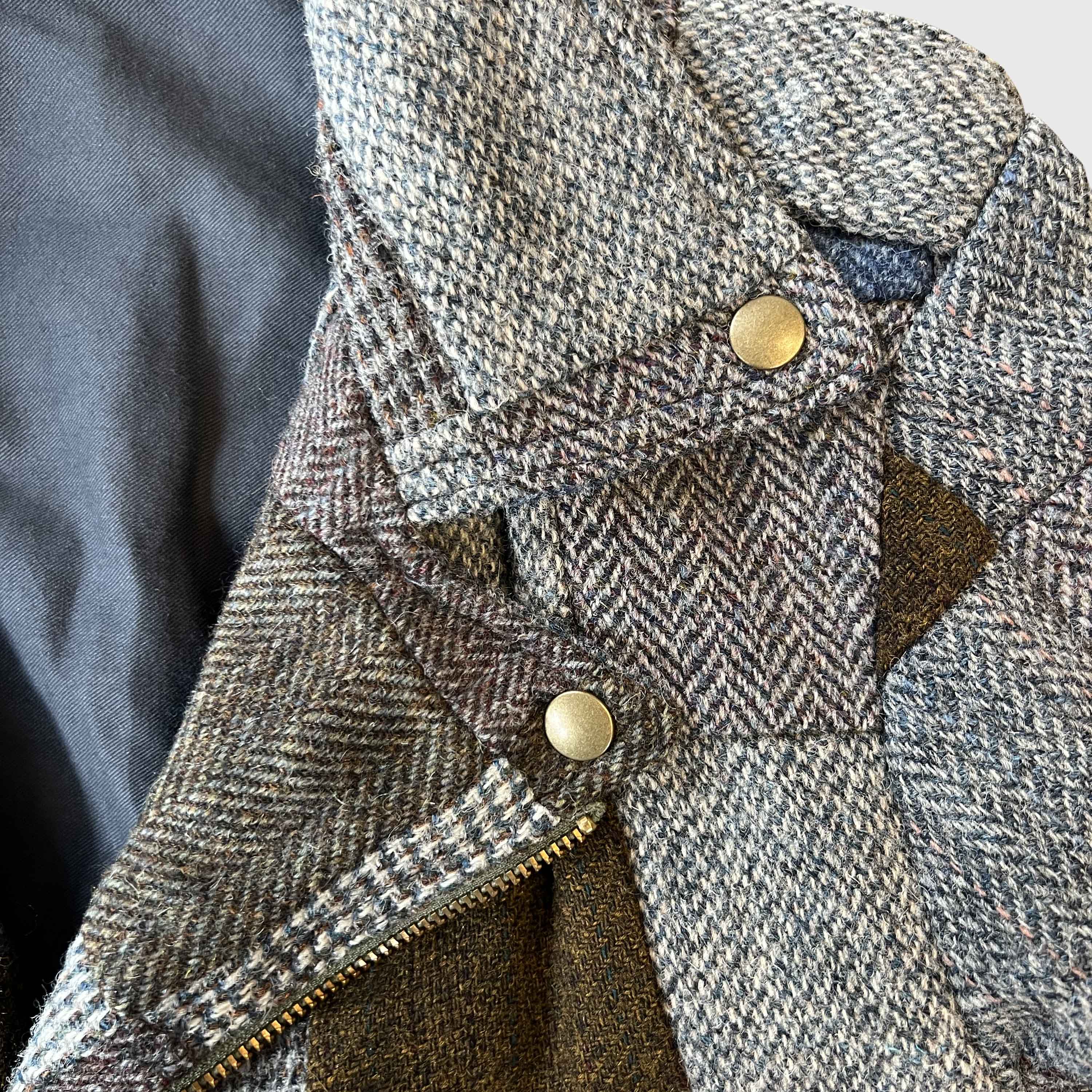 ライダースジャケット｜ハリス・ツイードビンテージ古布パッチワーク