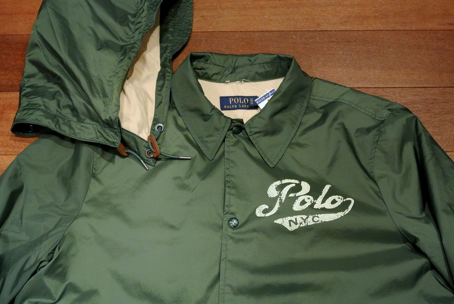 ポロラルフローレン コーチジャケット 脱着可能フードつき 【Green / L