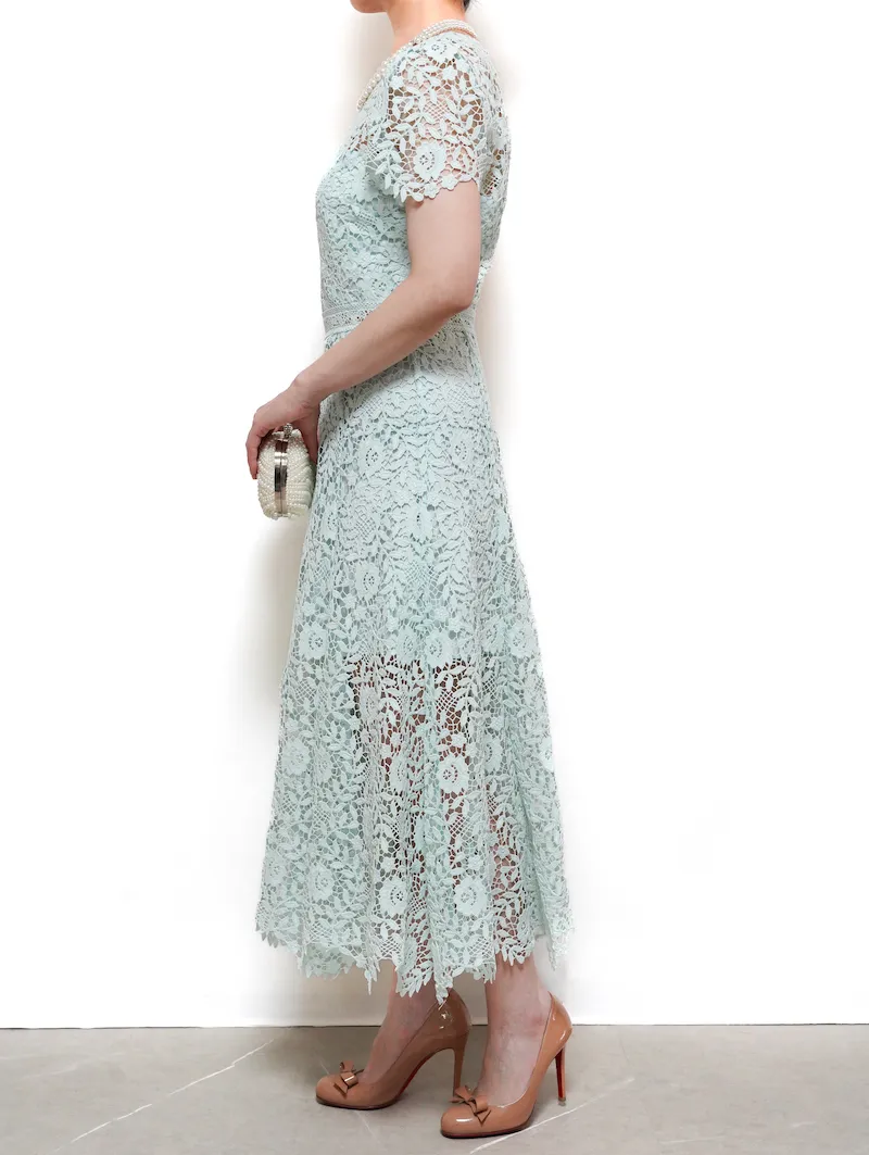 SELF PORTRAIT（セルフポートレイト） レースミディドレス（グリーン