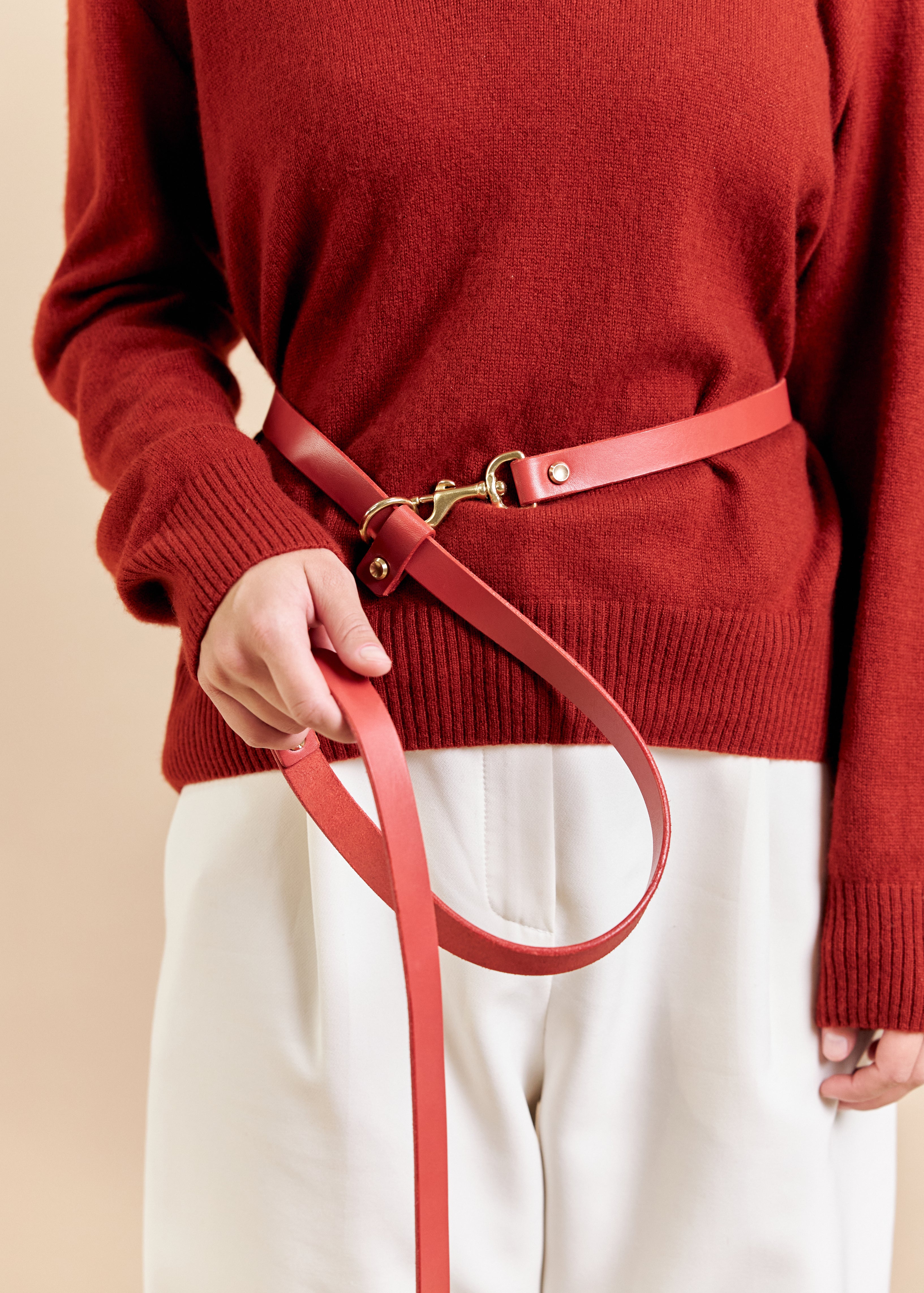 Red Leather Dog Leash — The Lille Björn