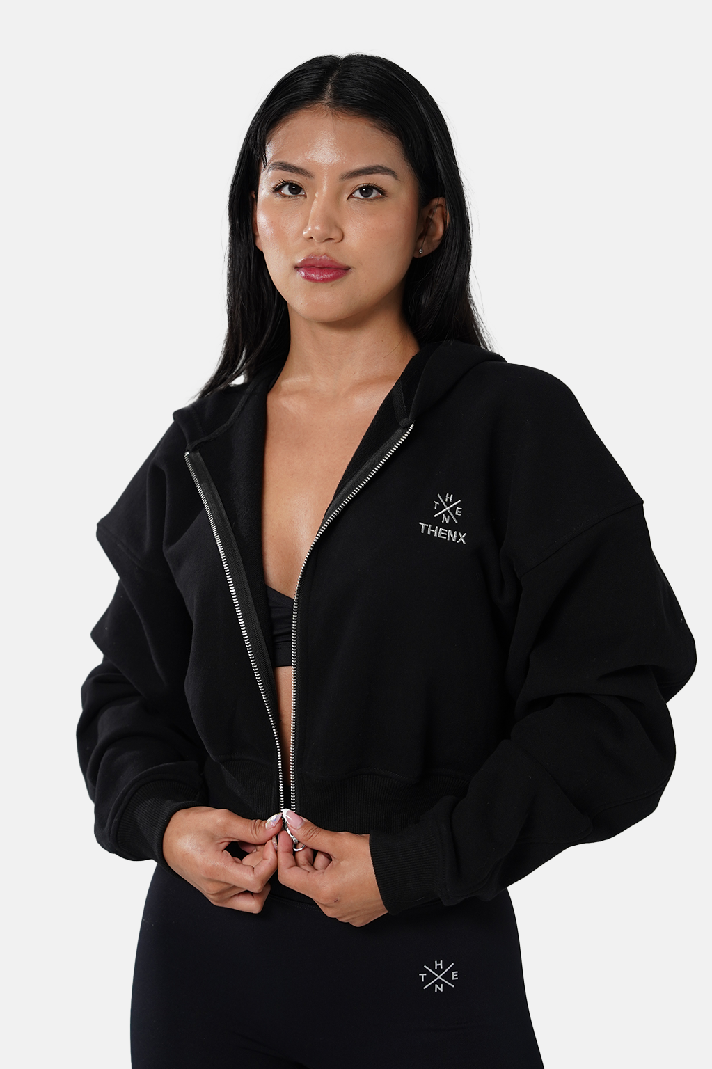 Thenx Women Zip Hoodie - Black – THENX