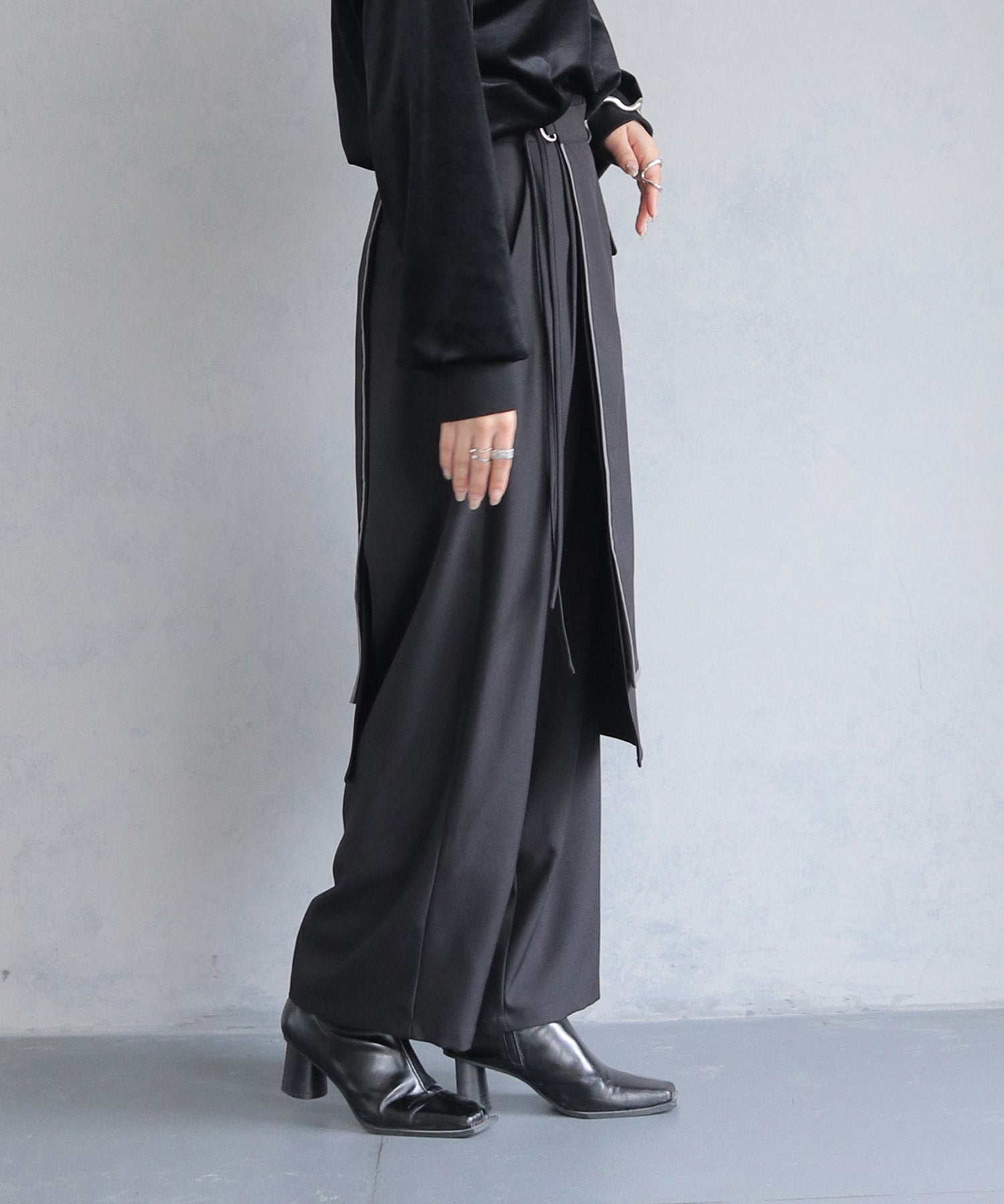 レイヤードワイドパンツ