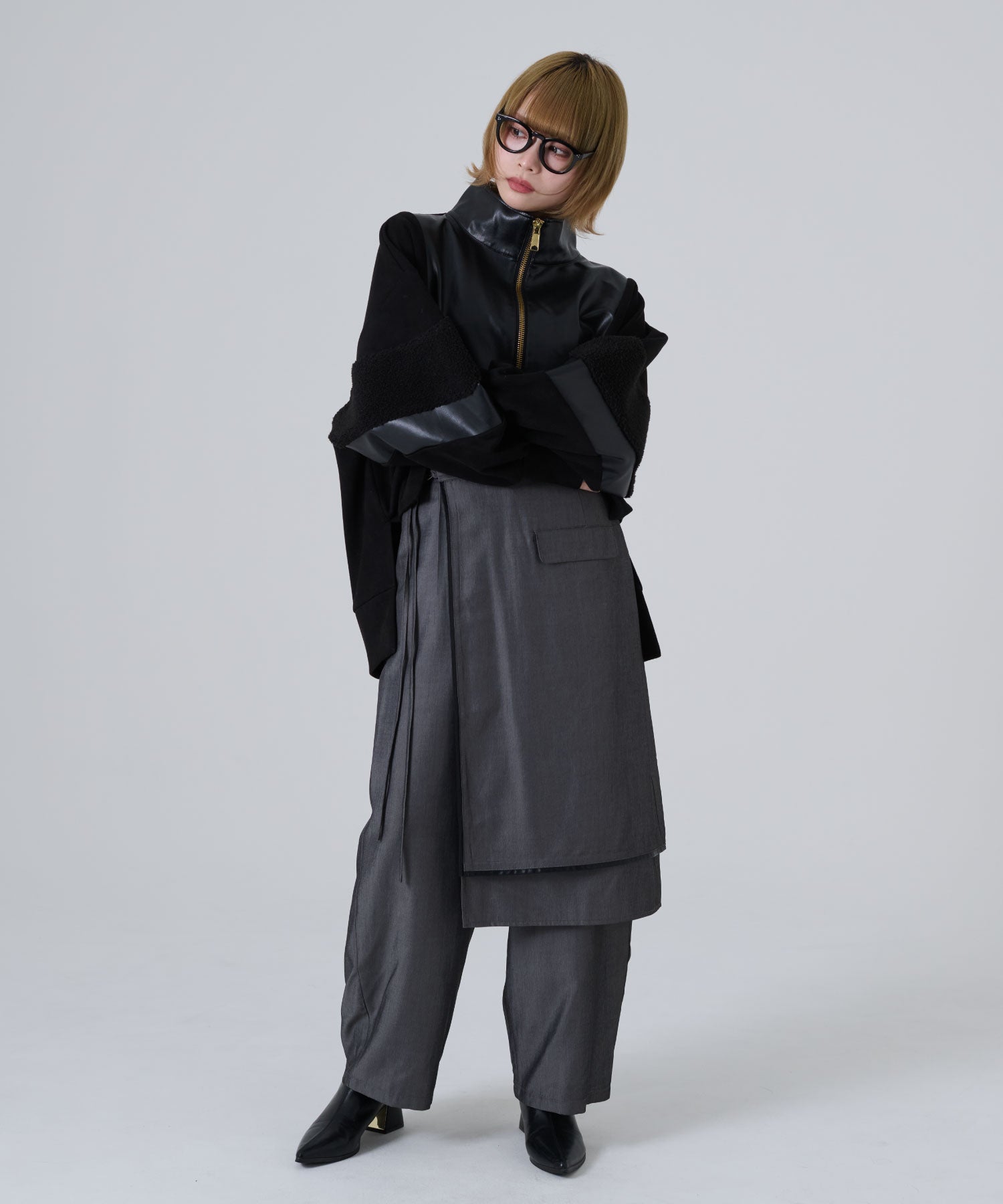 レイヤードワイドパンツ