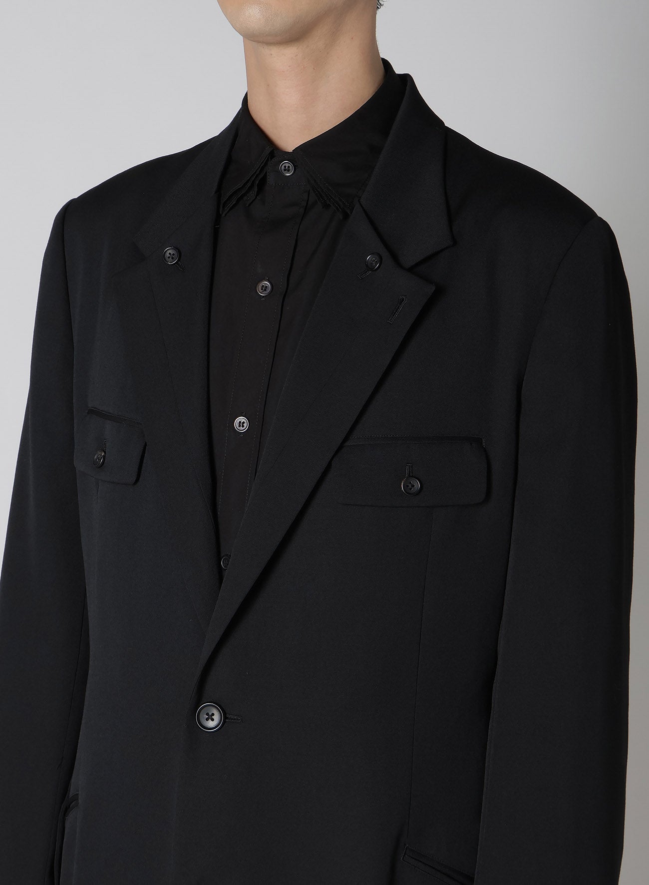 WOOL GABARDINE COLLAR BUTTON JACKET – THE SHOP YOHJI YAMAMOTO