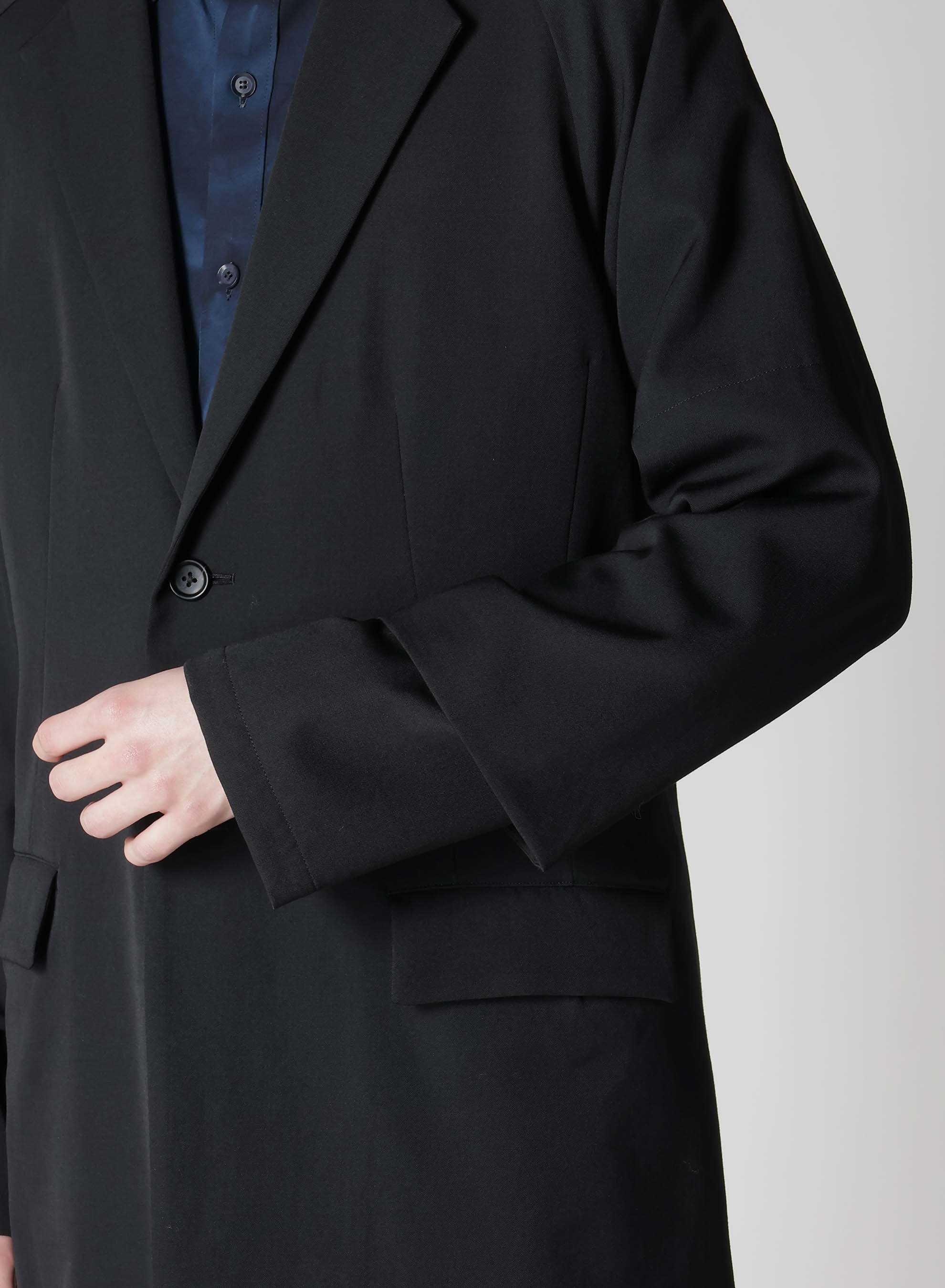 WOOL GABARDINE ROLLED UP HEM JACKET – THE SHOP YOHJI YAMAMOTO