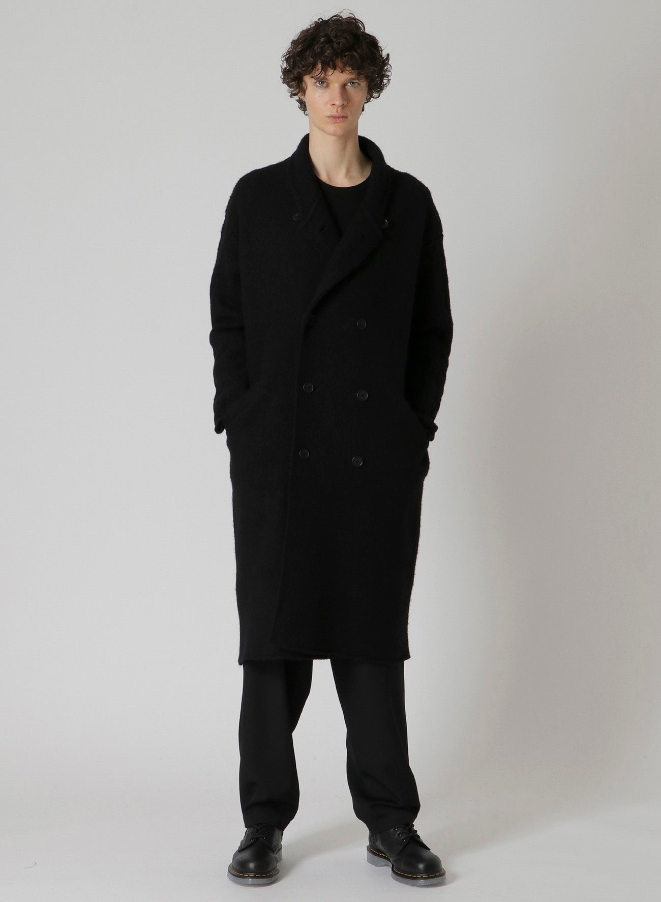 3G WOOL FELT FULLED SHAWL COLLAR COAT – THE SHOP YOHJI YAMAMOTO