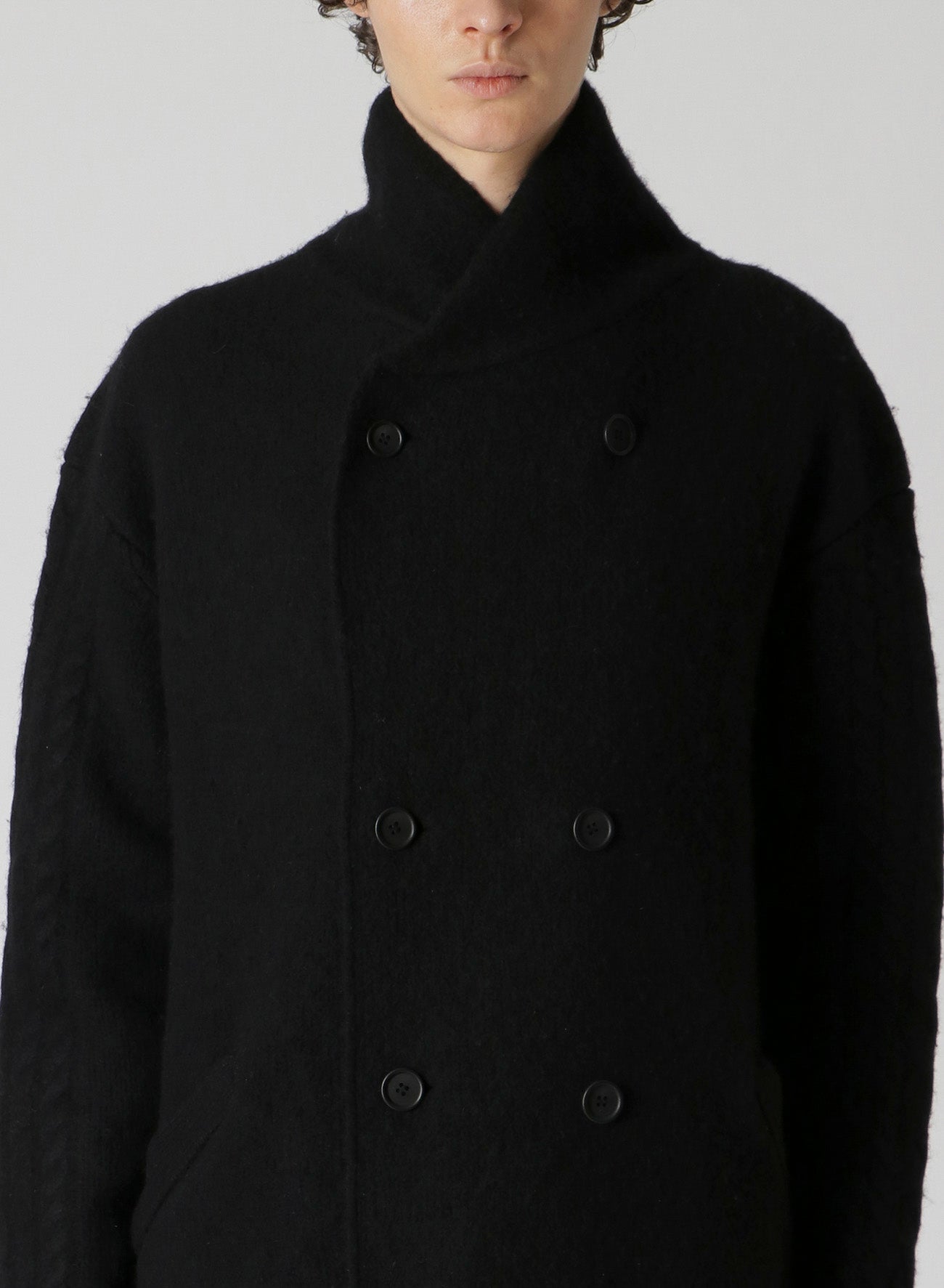3G WOOL FELT FULLED SHAWL COLLAR COAT – THE SHOP YOHJI YAMAMOTO