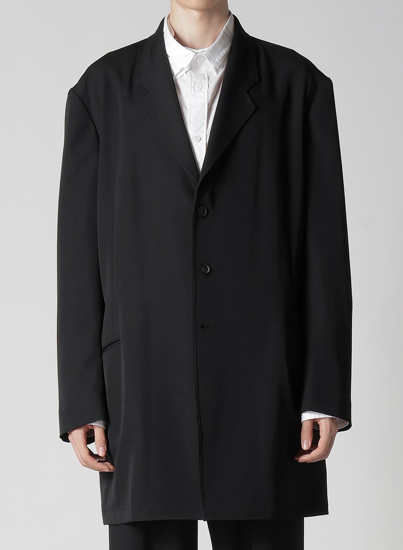 WOOL GABARDINE ASYMMETRY LAPEL JACKET – THE SHOP YOHJI YAMAMOTO