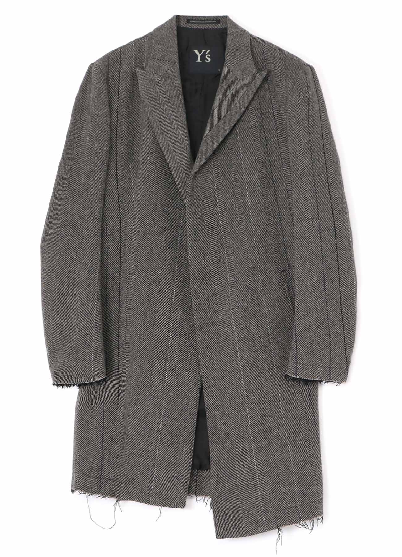 WOOL TWEED HERRINGBONE ASYMMETRIC JACKET – THE SHOP YOHJI YAMAMOTO