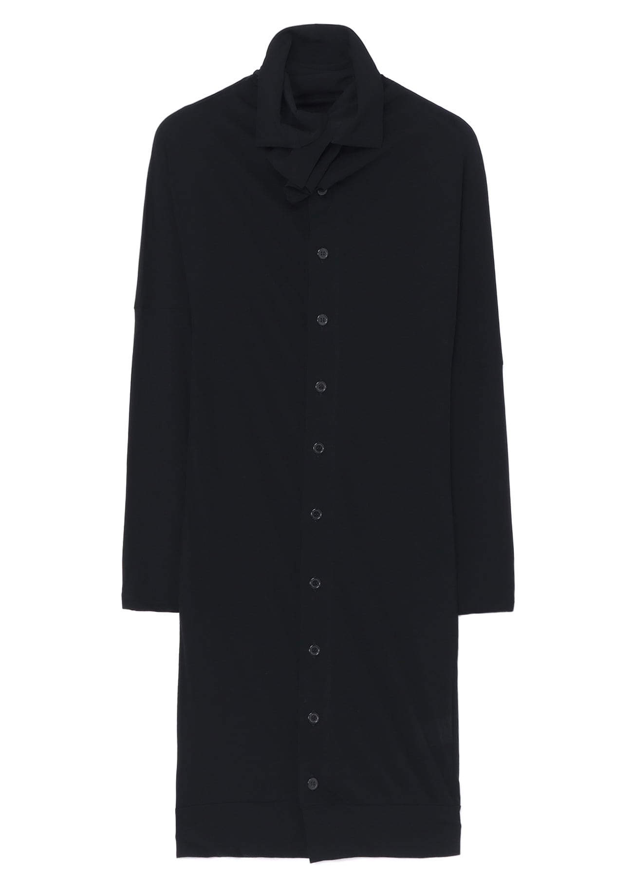 COSMORAMA COTTON DRAPED LONG SLEEVE BUTTON-UP TURTLENECK TOP(S