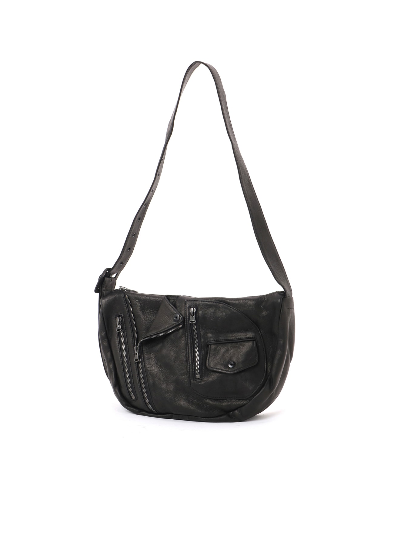 MIMOSA WASHED LEATHER RIDER SHOULDER BAG(FREE SIZE Black): Yohji