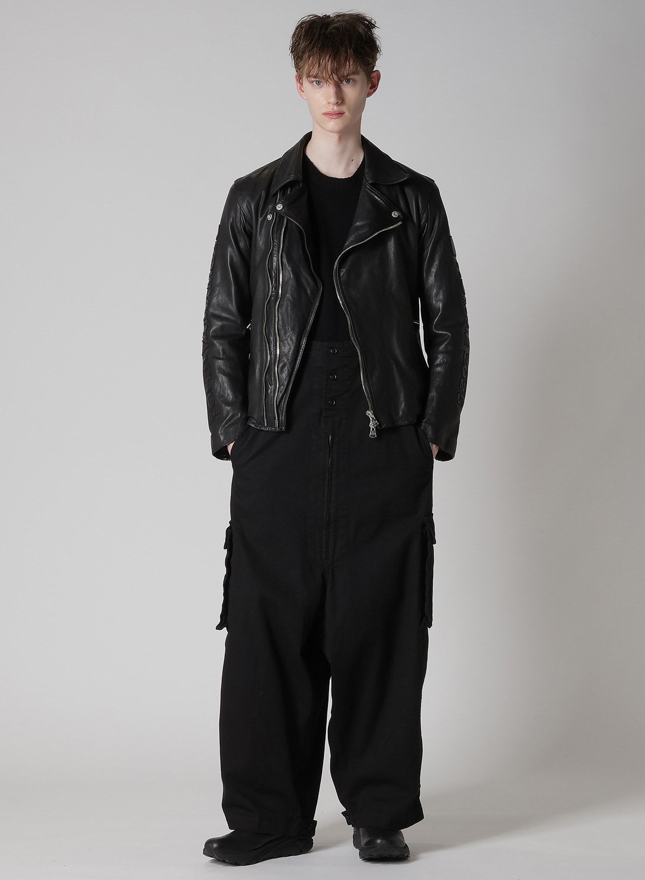 JAPAN HORSE LEATHER DOUBLE RIDERS(M Black): Yohji Yamamoto POUR