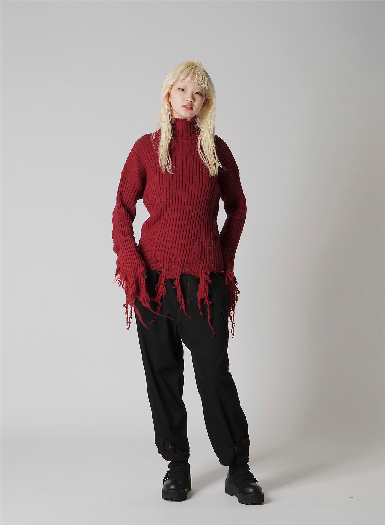 CRUSHED RIB PULLOVER(S Bordeaux): Soldes｜THE SHOP YOHJI YAMAMOTO