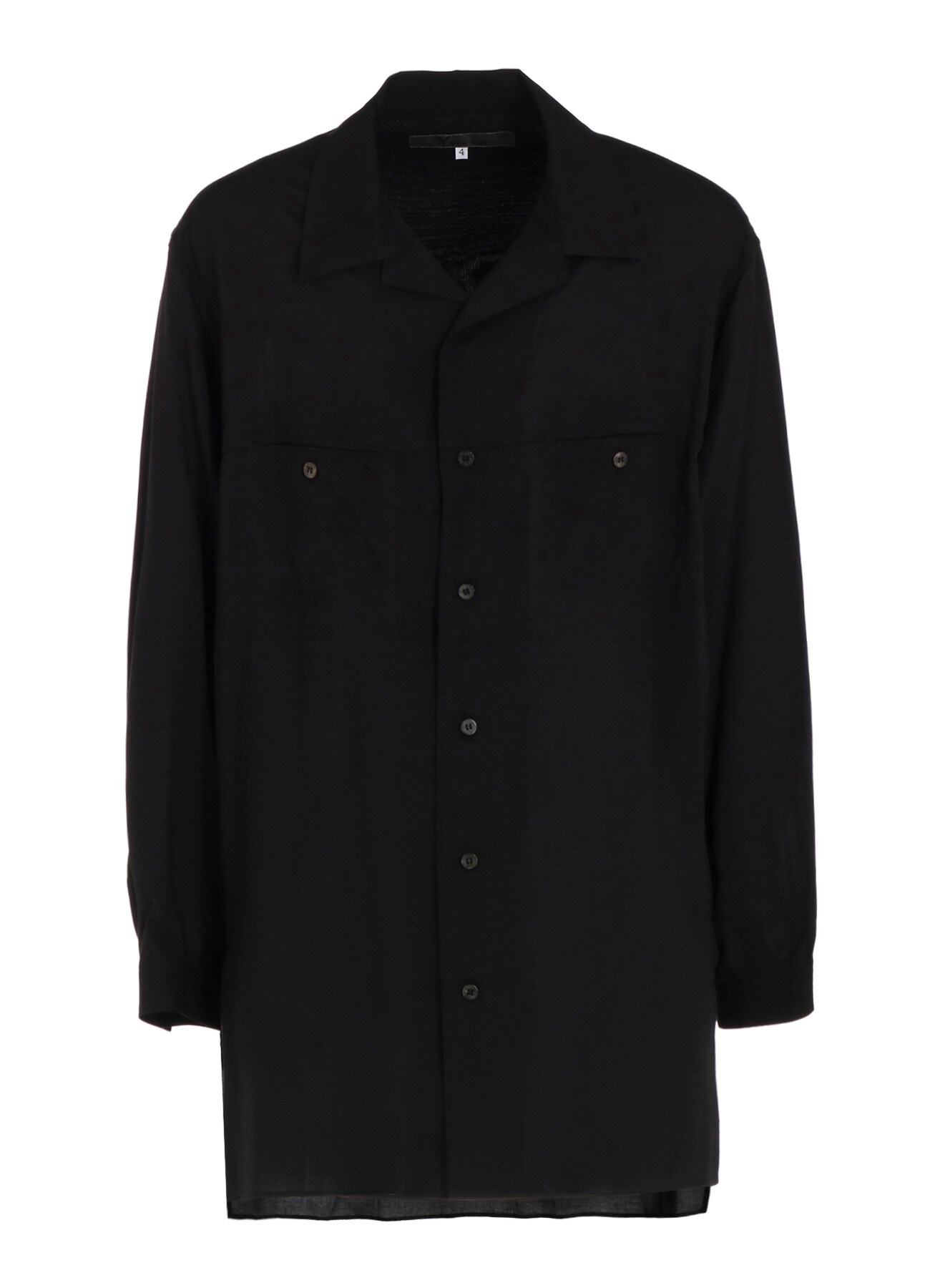 CELLULOSE LAWN PANEL OPEN-COLLAR SHIRT(S Black): Soldes｜THE SHOP