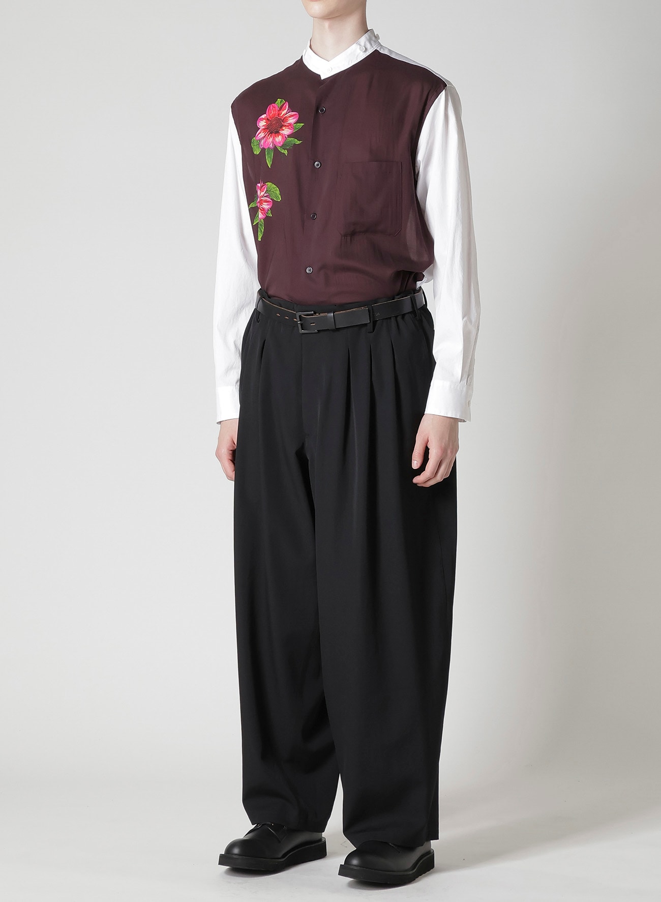 WOOL GABARDINE 12-TUCKS PANTS(S Black): Y's for men｜THE SHOP