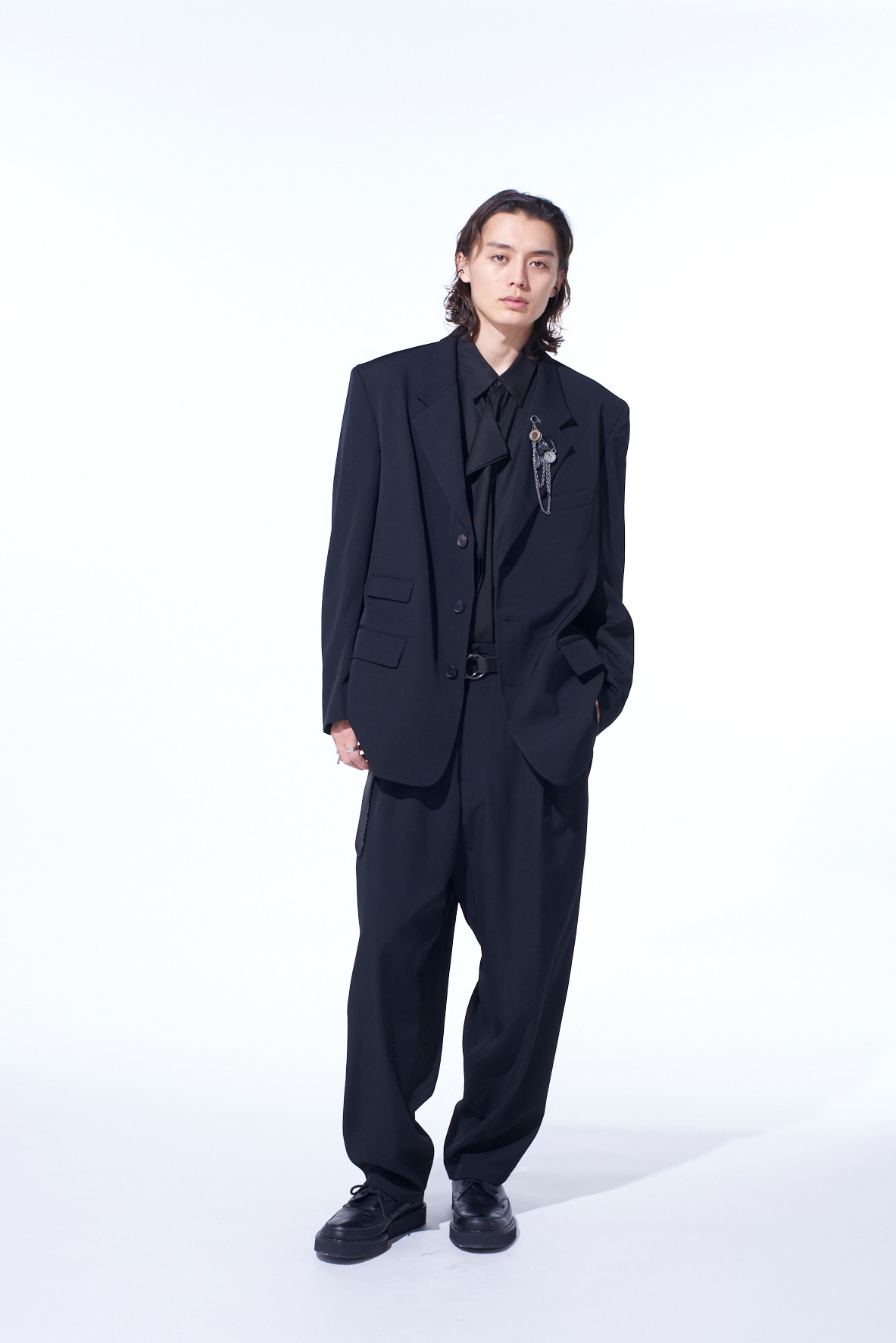 WASHER WOOL GABARDINE CHANGE POCKET TAILORED JACKET(S Black): S