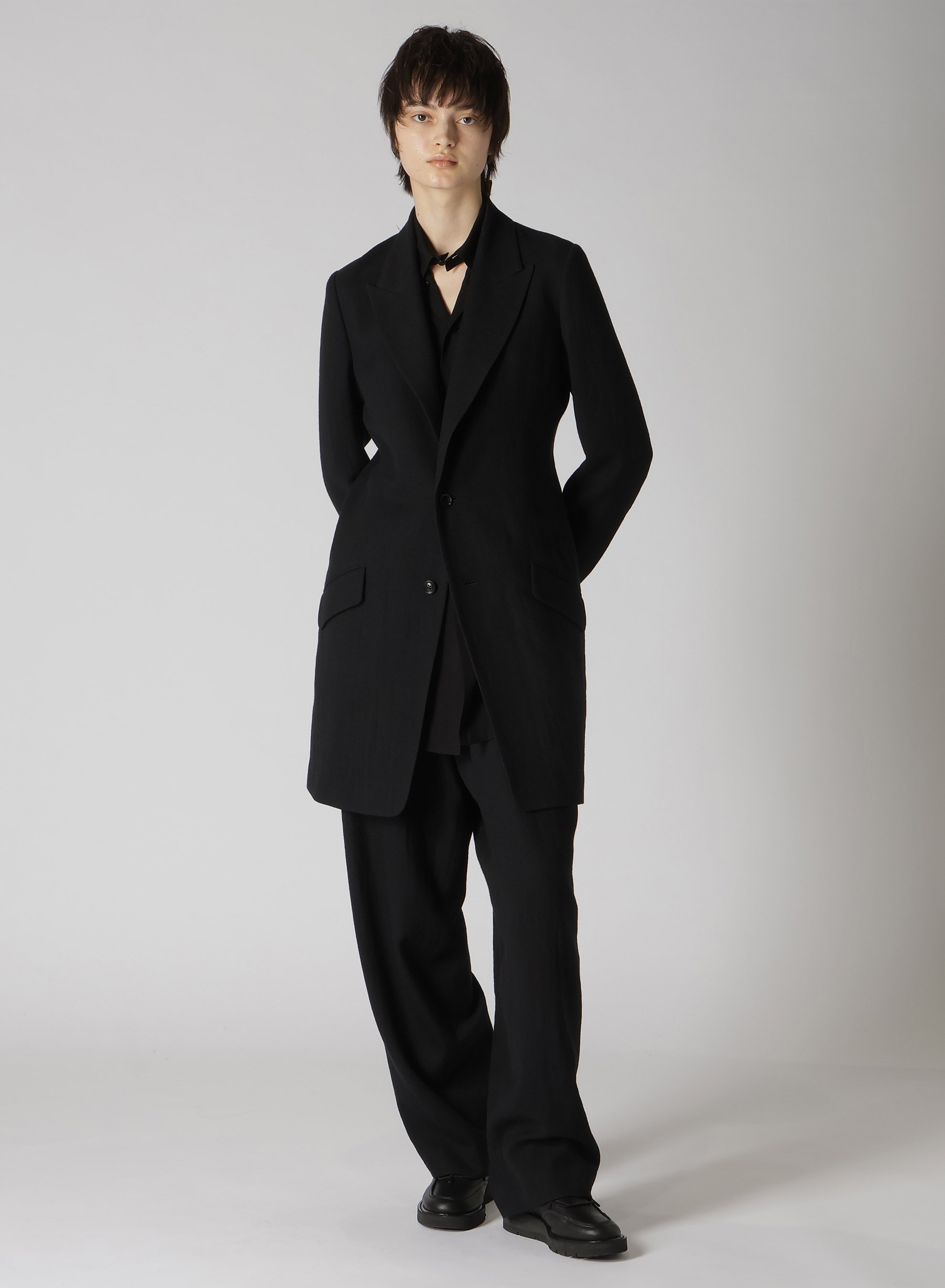 WOOL VIYELLA DOUBLE SLIT JACKET(XS Black): Vintage｜Special Price