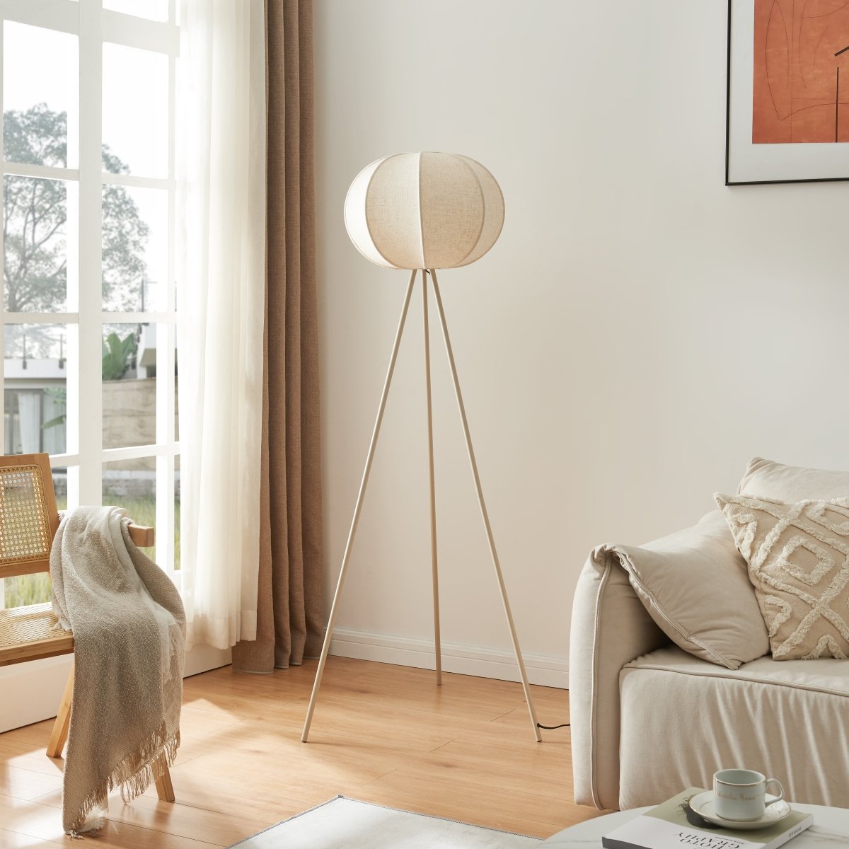 Corey Tripod Floor Lamp | Linen Lantern Shade | Archiology