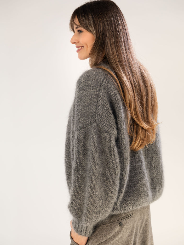 Mohair Silk Grey Melange OEKO-TEX® 100 Cardigan Onika Knitwear