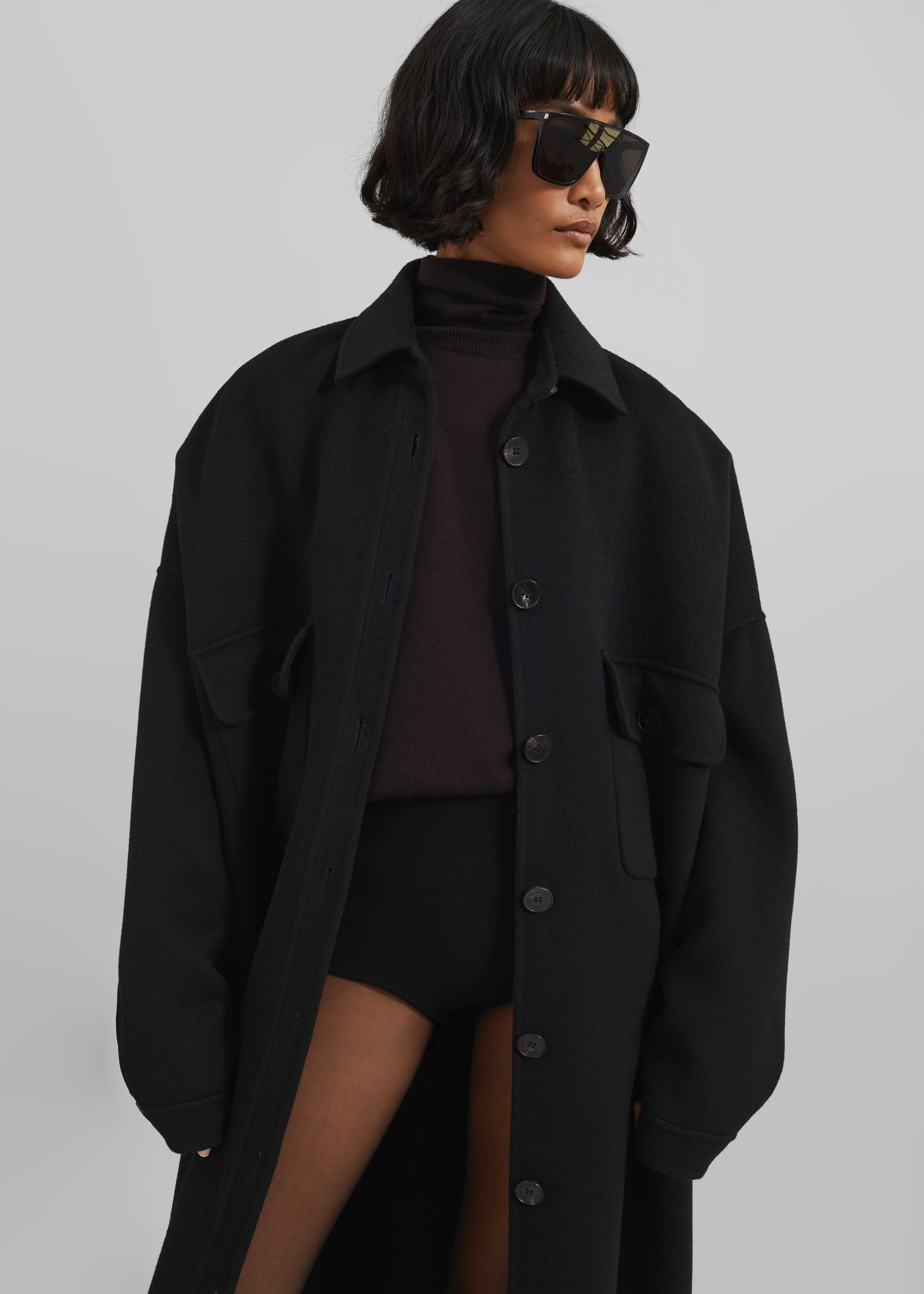Dallas Wool Overcoat - Black – The Frankie Shop