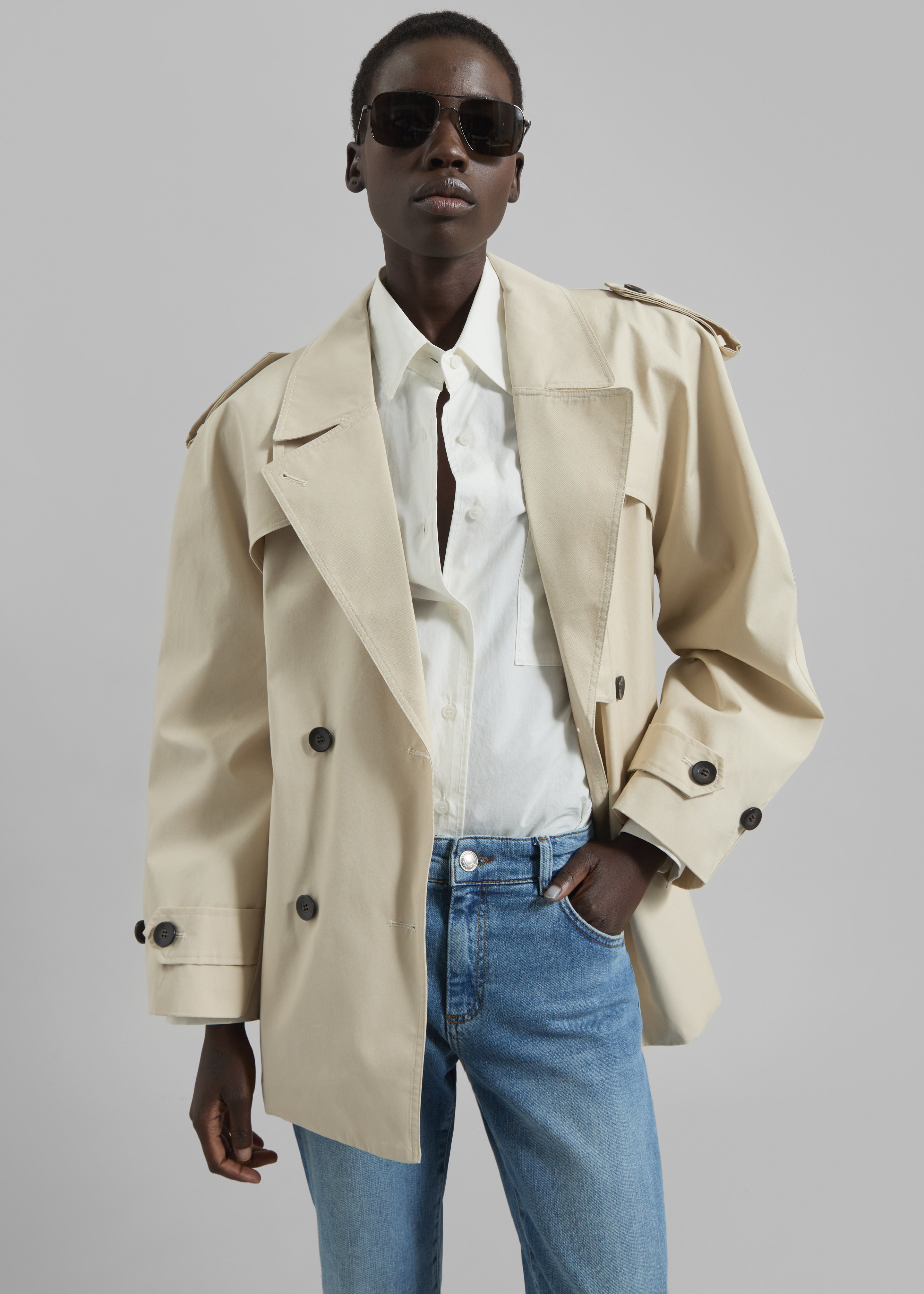 Mysen Short Convertible Trench - Ecru – The Frankie Shop