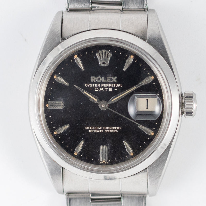 ROLEX OYSTER PERPETUAL DATE Ref.1500 Black Gilt Dial – TIMEANAGRAM