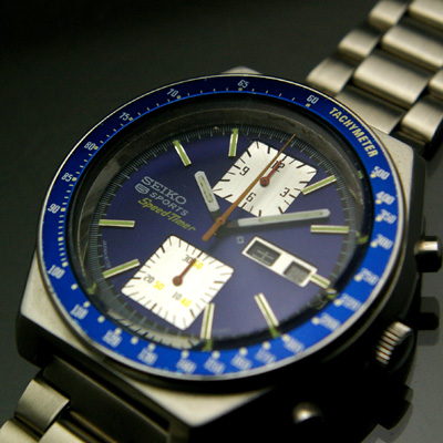 セイコー 5スポーツ スピードタイマー クロノグラフ ブルーメタリック