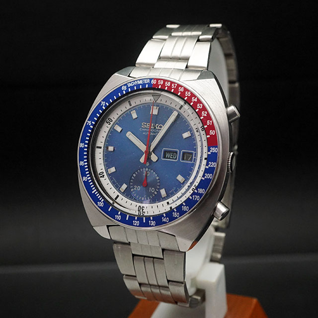 セイコー クロノグラフ 赤青ベゼル デイデイト 青文字盤 アンティーク
