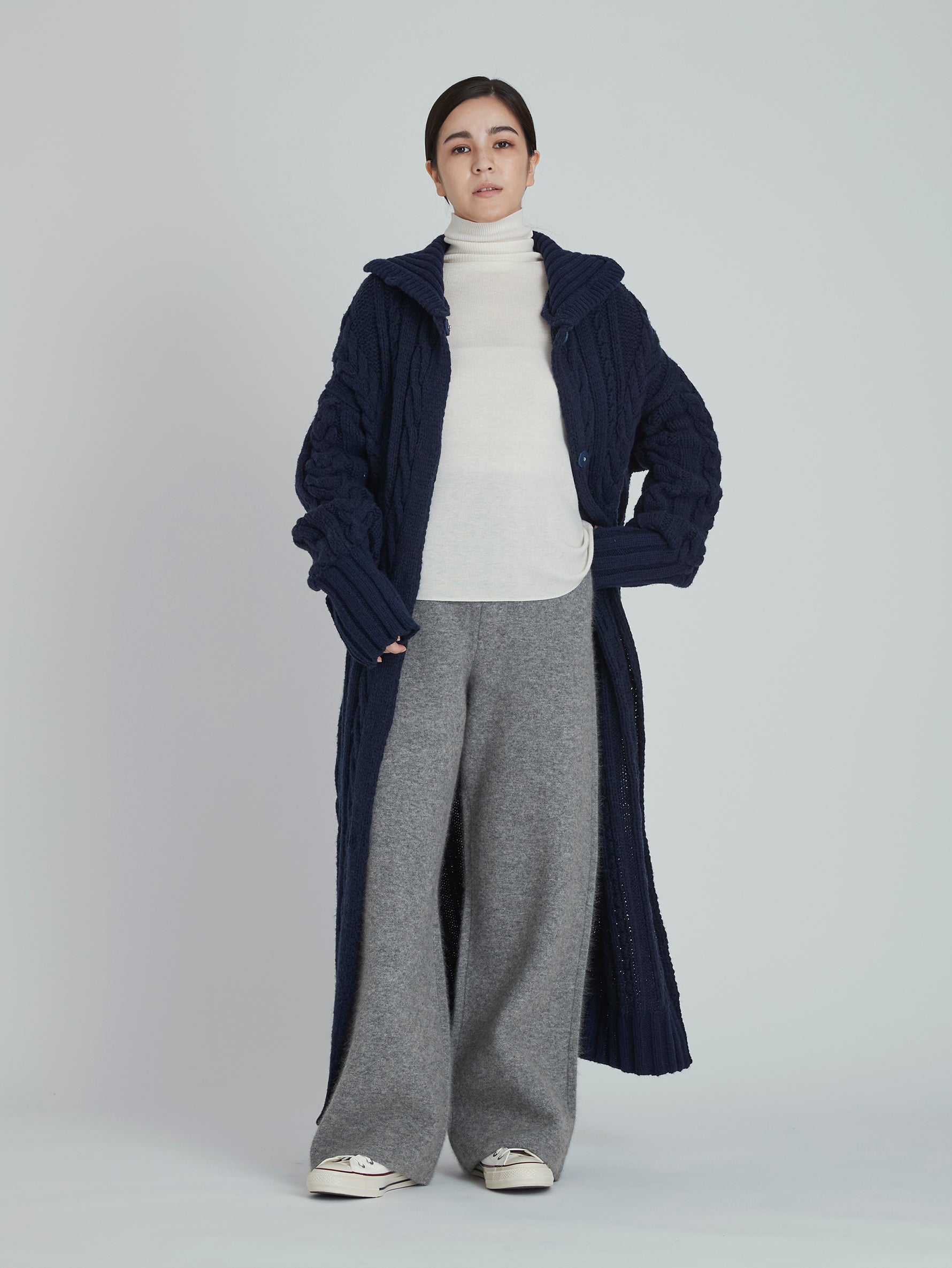 ケーブルロングガウンコート/TBCA-423