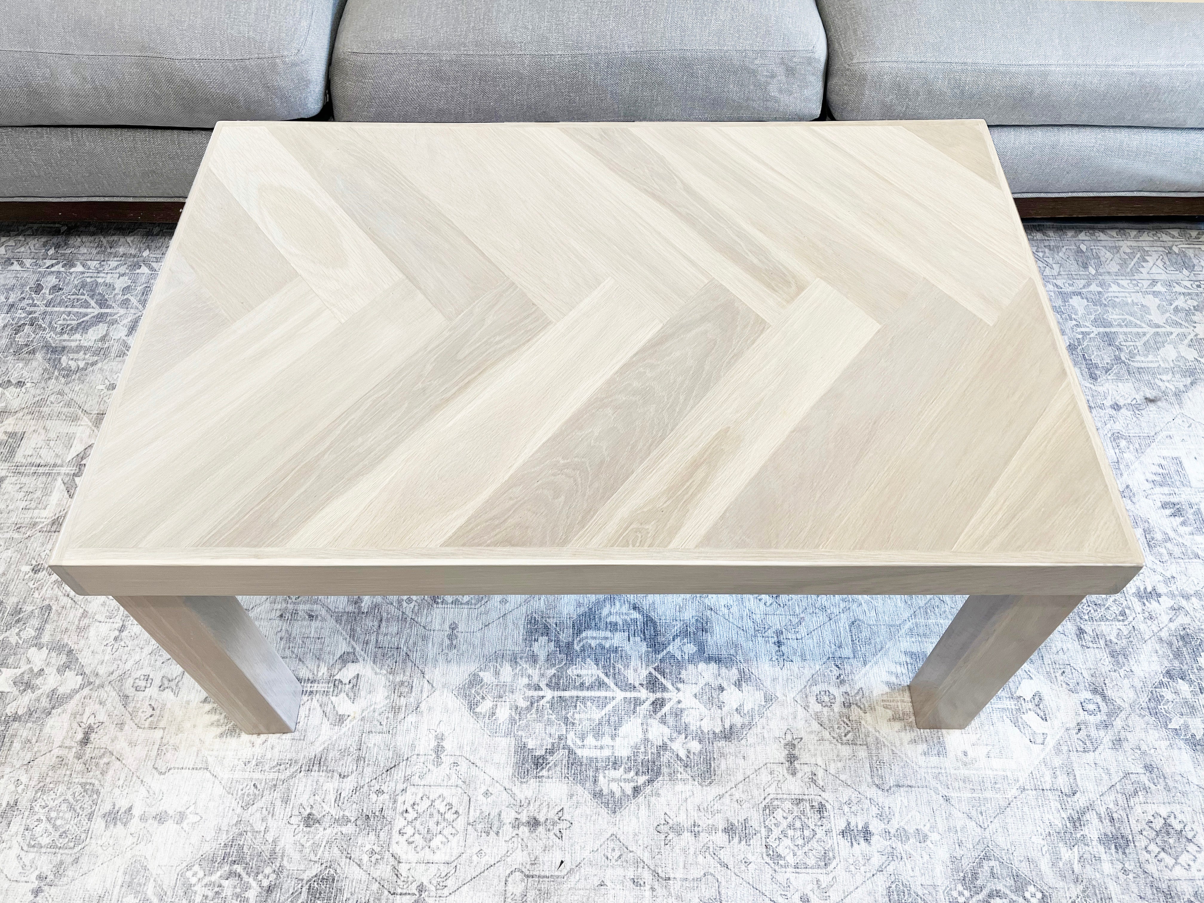 Classic White Oak Herringbone Coffee Table - (Solid Wood 4-Post