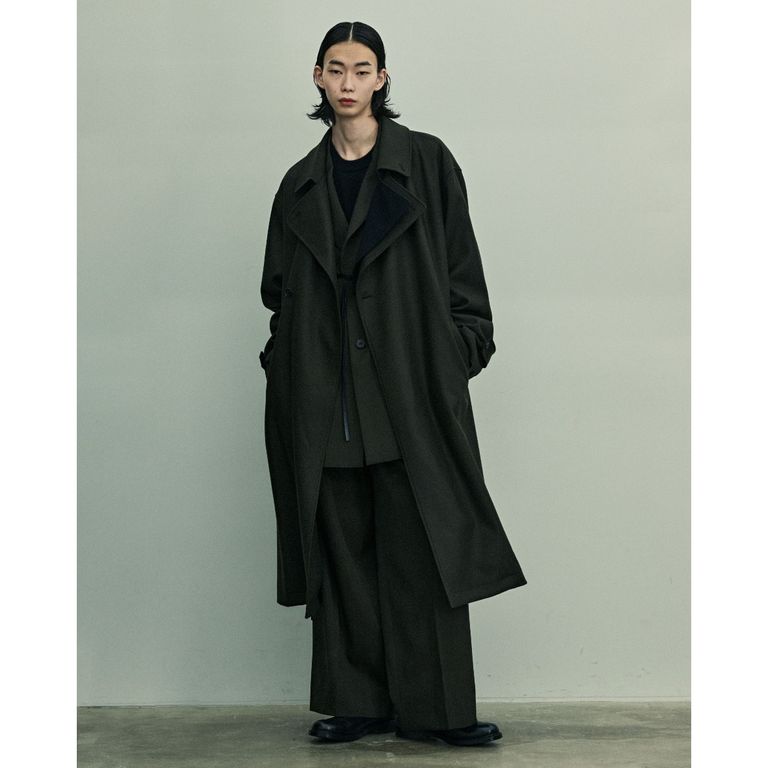 stein DOUBLE LAPELED DOUBLE BREASTED COAT・MILITARY KHAKI×BLACK - tity