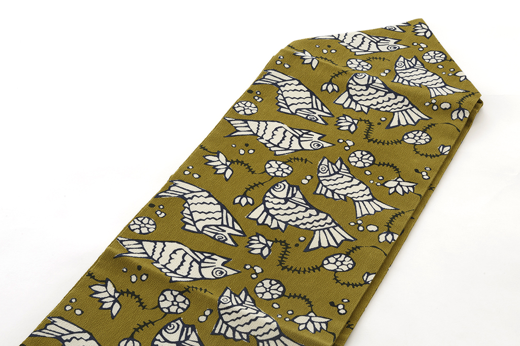国画会会員 柚木沙弥郎作 型絵染 九寸名古屋帯 | 特選きものコレクション