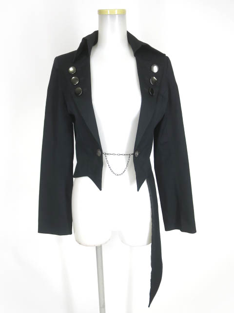 BPN / チェーンボタンアシンメトリージャケット / ブラックピースナウ