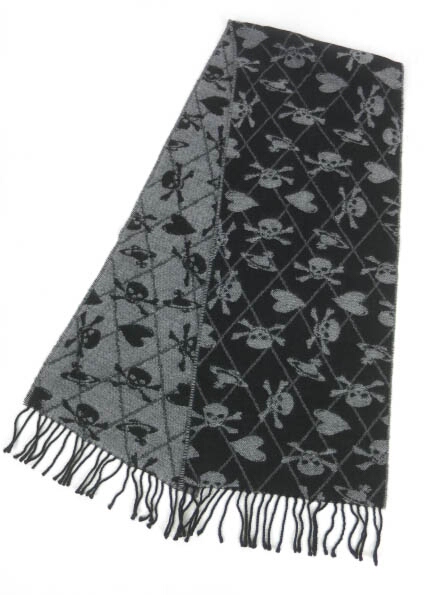 Vivienne Westwood / オーブ スカル ハート柄マフラー / ヴィヴィアン